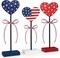 4th of July Tiered Tray Decor Wooden Love Set – 3 PCS Rustic Patriotic Table Decorations for Labor Day, Veterans Day, Independence Day, Red White & Blue Home Décor (Retro)